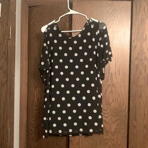 Black blouse with white poke a dots